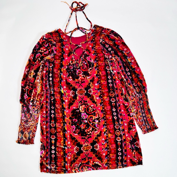 ANTHROPOLOGY Womens Dress Velvet Mini Cocktail Dress Size 4 Burgundy Red Orange - Picture 9 of 15